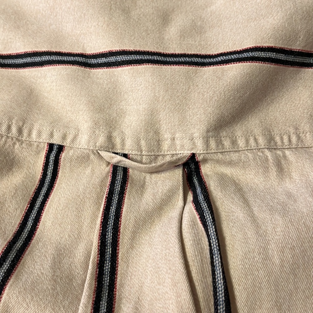 Chaps Ralph Lauren Vintage 1980s Cream Striped Short Sleeve Dress Shirt |M - Picture 9 of 9
